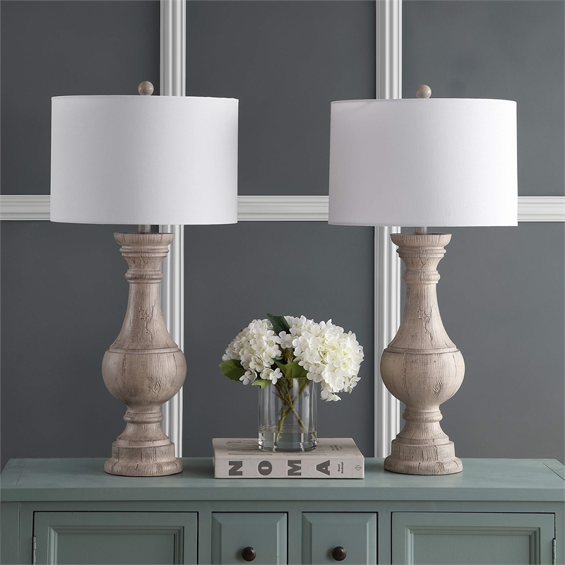 Safavieh Savion Table Lamp in White Wash (Set of 2)