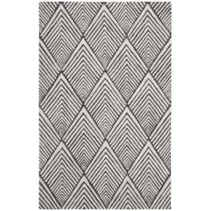 Safavieh Micro-Loop 5' x 8' Hand Tufted Wool Rug in Charcoal and Ivory