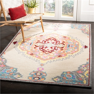 Safavieh Micro-Loop 4' x 6' Hand Tufted Wool Rug in Beige and Orange