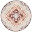 Safavieh Micro-Loop 5' Round Hand Tufted Wool Rug in Beige and Orange