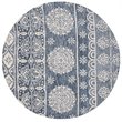 Safavieh Micro-Loop 5' Round Hand Tufted Wool Rug in Blue and Ivory