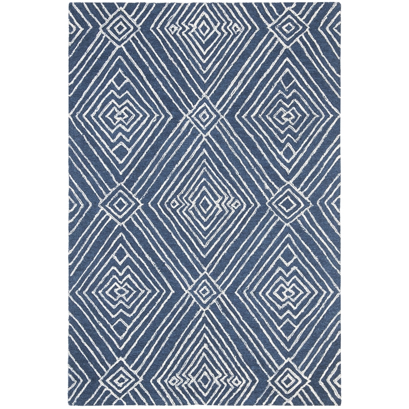 Safavieh Micro-Loop 4' x 6' Hand Tufted Wool Rug in Navy and Ivory