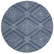 Safavieh Micro-Loop 5' Round Hand Tufted Wool Rug in Navy and Ivory