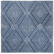 Safavieh Micro-Loop 5' Square Hand Tufted Wool Rug in Navy and Ivory