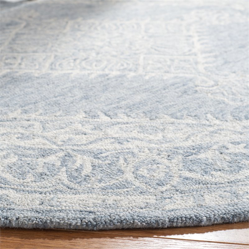 Safavieh Micro-Loop 5' Round Hand Tufted Wool Rug in Gray