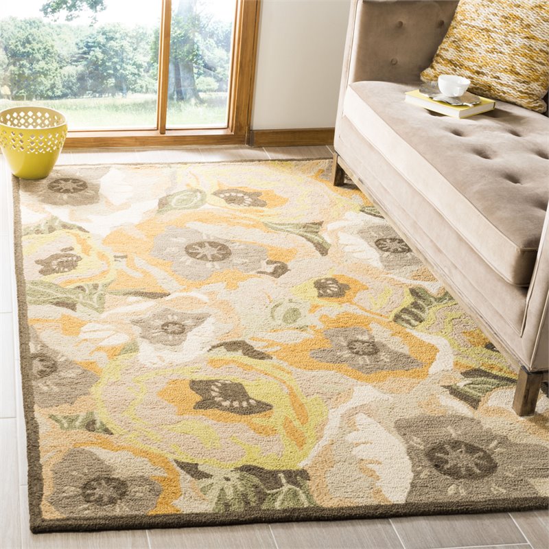 Safavieh Martha Stewart 4' x 6' Hand Tufted Wool Rug in Gold and Brown