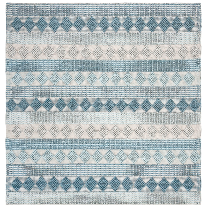 Safavieh Natura 6' Square Hand Loomed Wool Rug in Blue and Ivory