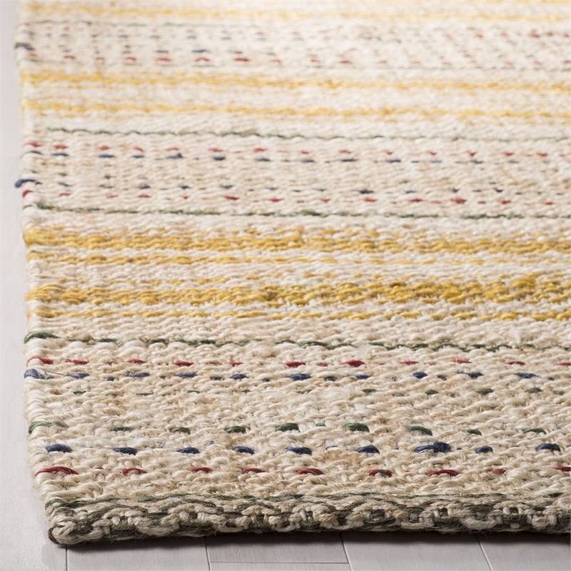 Safavieh Natural Fiber 6' Square Hand Woven Jute Rug in Ivory and Gold