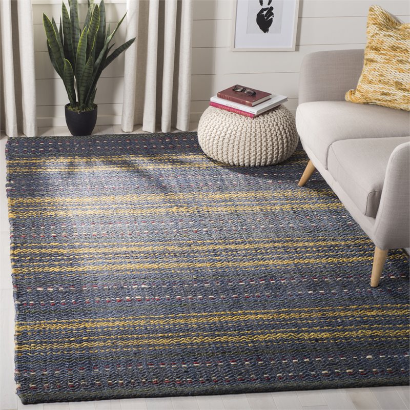 Safavieh Natural Fiber 3' x 5' Hand Woven Jute Rug in Blue and Gold