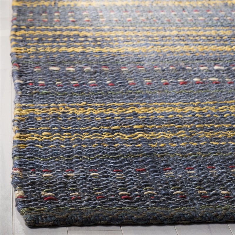 Safavieh Natural Fiber 3' x 5' Hand Woven Jute Rug in Blue and Gold