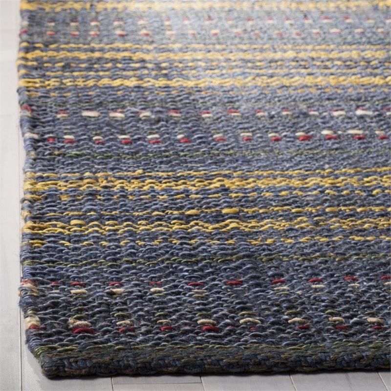 Safavieh Natural Fiber 6' Square Hand Woven Jute Rug in Blue and Gold