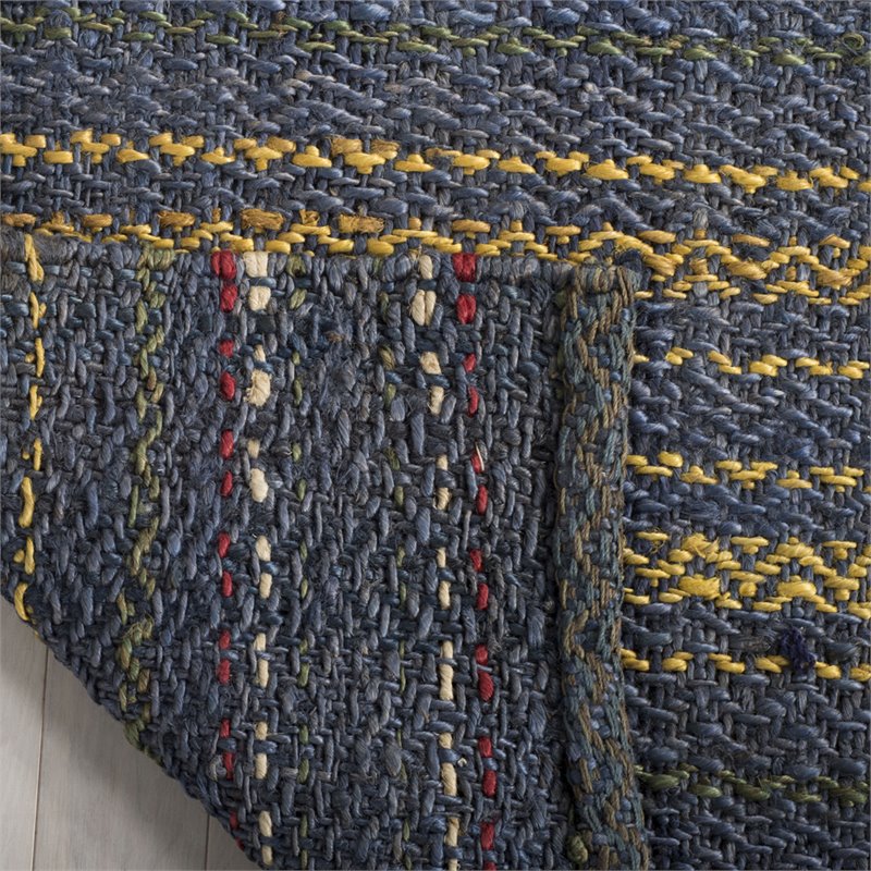 Safavieh Natural Fiber 8' x 10' Hand Woven Jute Rug in Blue and Gold