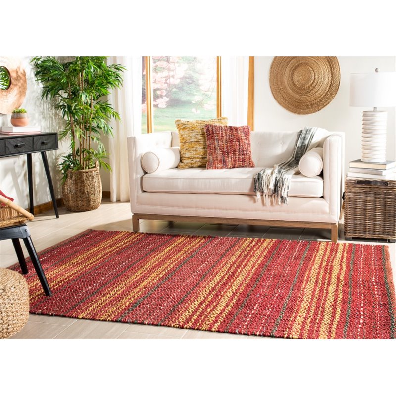 Safavieh Natural Fiber 3' x 5' Hand Woven Jute Rug in Red and Gold