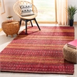 Safavieh Natural Fiber 6' Square Hand Woven Jute Rug in Red and Gold