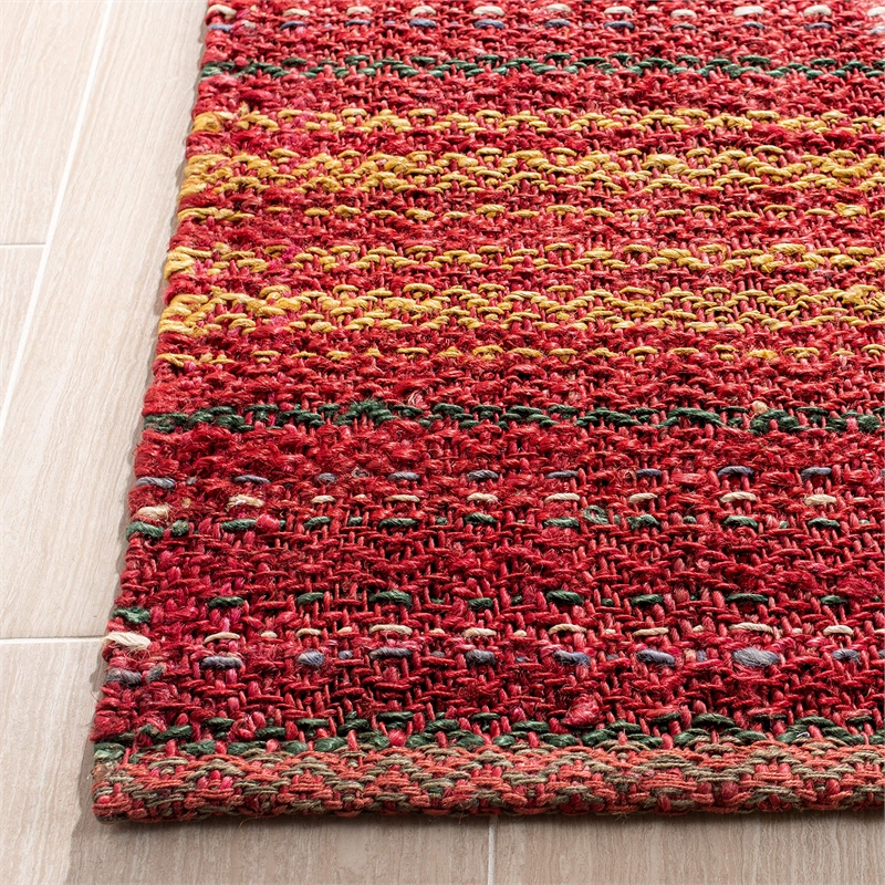 Safavieh Natural Fiber 6' Square Hand Woven Jute Rug in Red and Gold