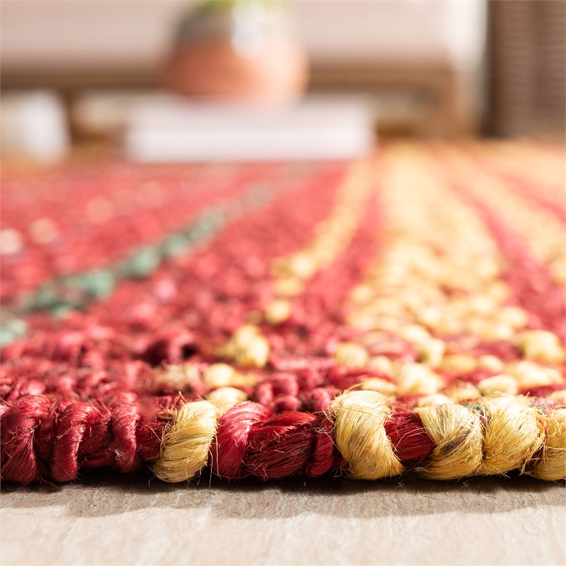 Safavieh Natural Fiber 6' Square Hand Woven Jute Rug in Red and Gold