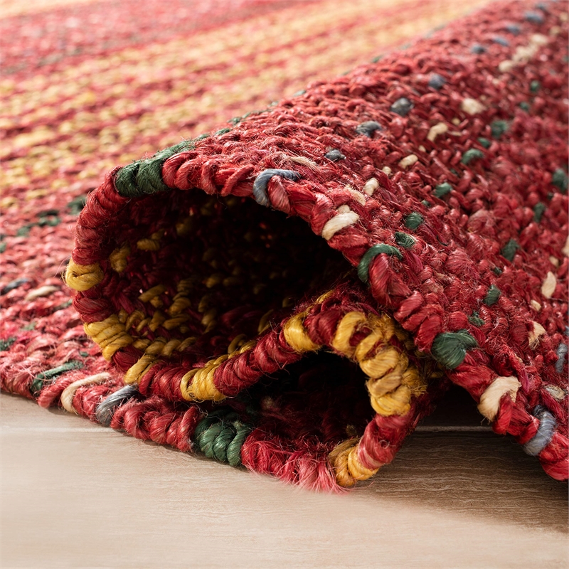 Safavieh Natural Fiber 6' Square Hand Woven Jute Rug in Red and Gold