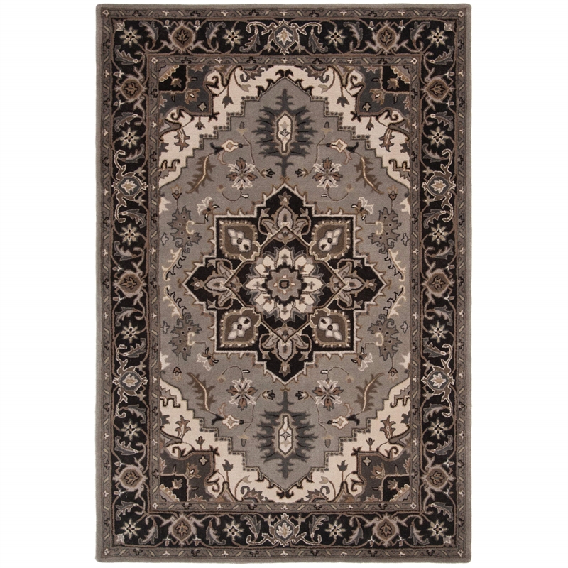 Safavieh Royalty 6' x 9' Hand Tufted Wool Rug in Silver and Charcoal