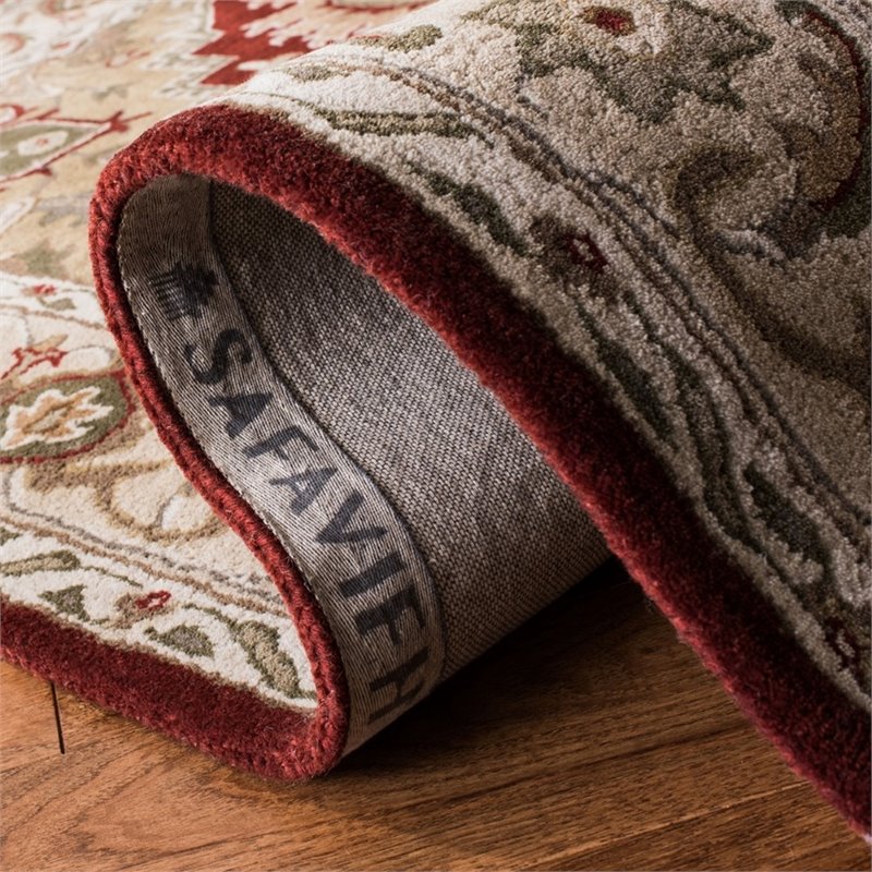 Safavieh Royalty 7' Square Hand Tufted Wool Rug in Red and Beige