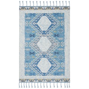 Safavieh Saffron 3' x 5' Hand Loomed Wool Rug in Turquoise and Blue