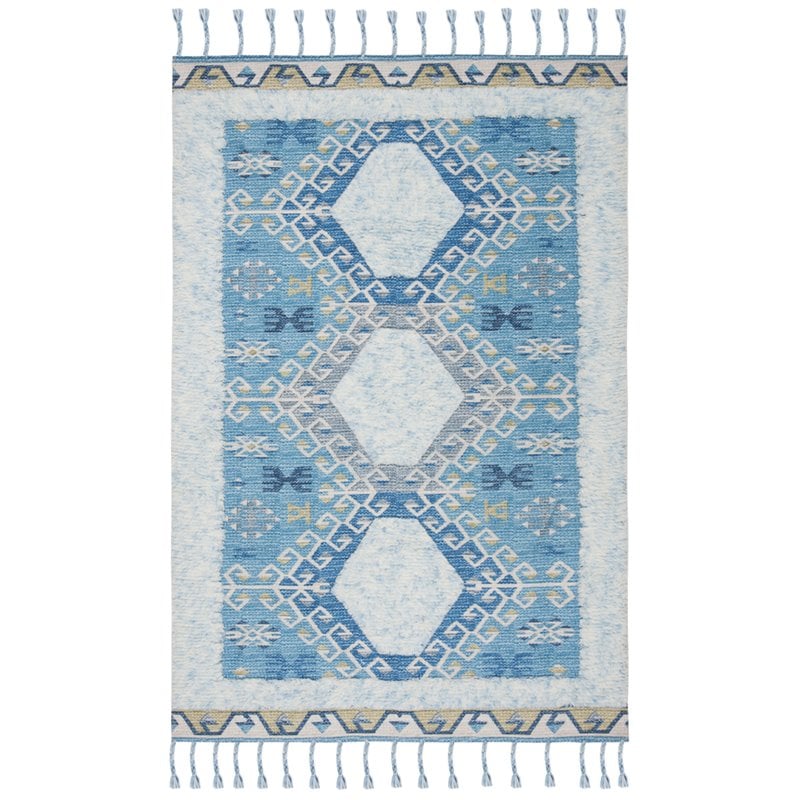 Safavieh Saffron 4' x 6' Hand Loomed Wool Rug in Turquoise and Blue