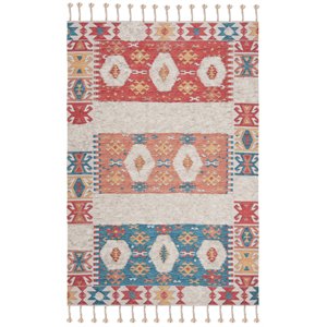 Safavieh Saffron 5' x 8' Hand Loomed Wool Rug in Rust and Beige