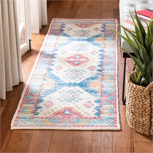 Safavieh Saffron 2'3&quot x 8' Hand Loomed Runner Rug in Cream and Blue