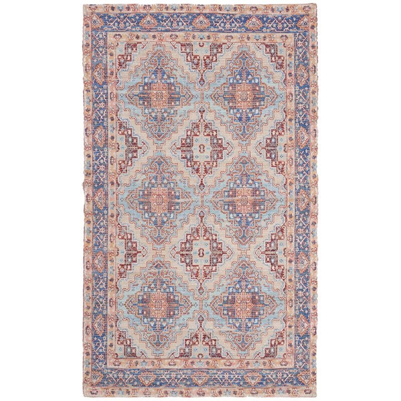 Safavieh Saffron 3' x 5' Hand Loomed Rug in Blue and Rust