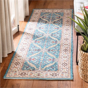 Safavieh Saffron 2'3&quot x 8' Hand Loomed Runner Rug in Navy and Cream