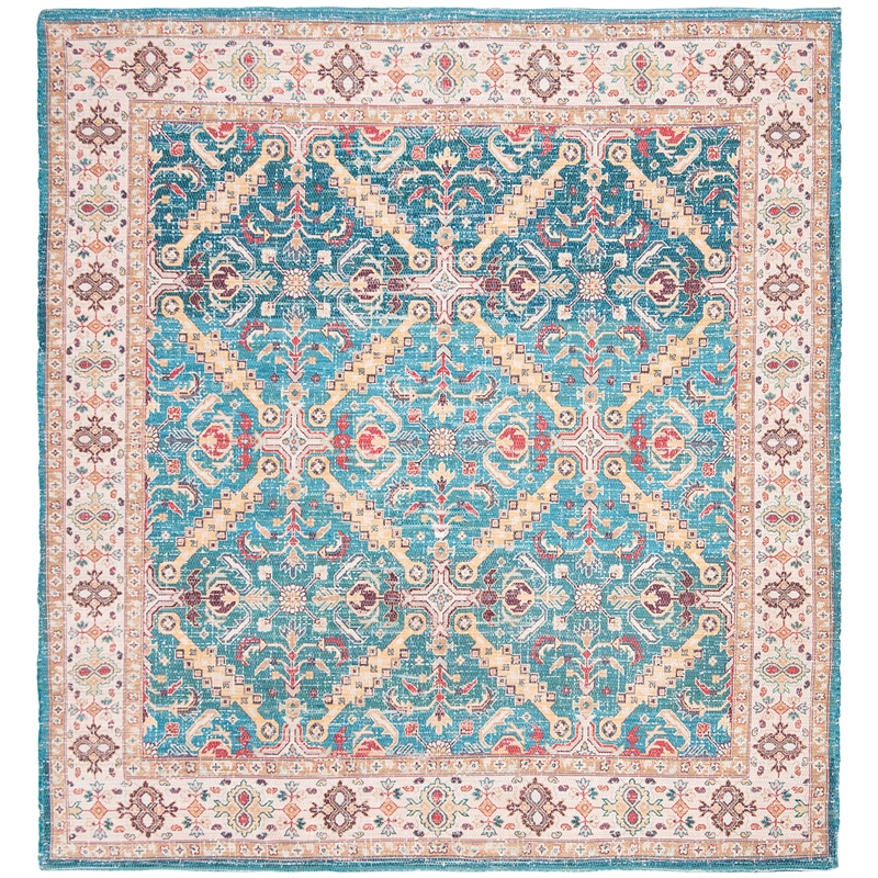 Safavieh Saffron 6' Square Hand Loomed Rug in Navy and Cream