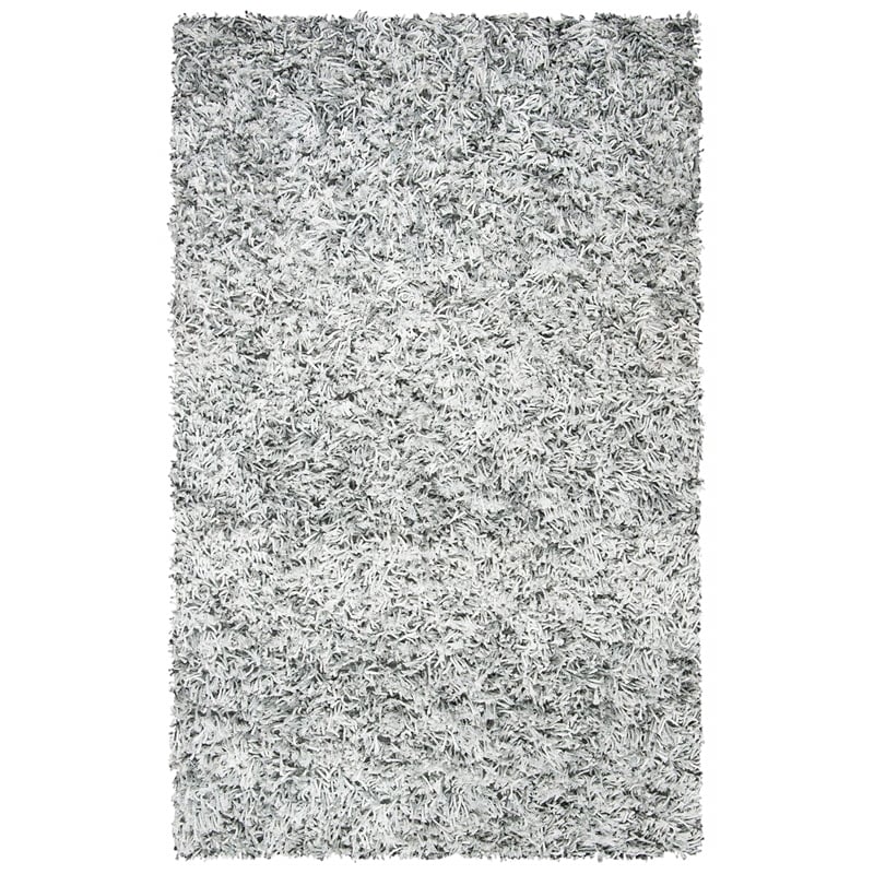 Safavieh Rio 4' x 6' Hand Loomed Shag Rug in Gray and Ivory