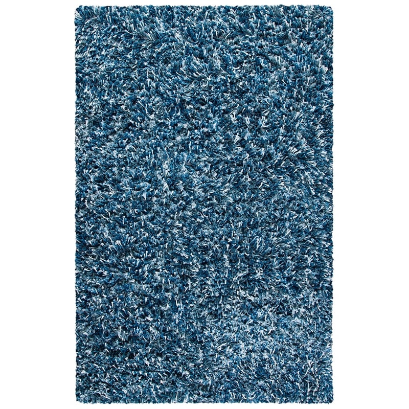 Safavieh Rio 8' x 10' Hand Loomed Shag Rug in Navy and Ivory