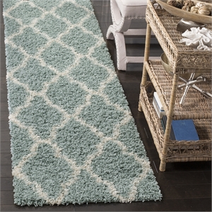 Safavieh Dallas 2'3&quot x 10' Shag Runner Rug in Seafoam and Ivory