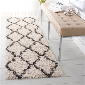 Safavieh Dallas 2'3&quot x 10' Shag Runner Rug in Ivory and Dark Gray
