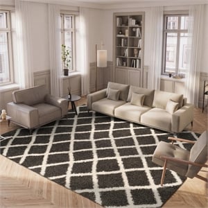 Safavieh Dallas 8' x 10' Shag Rug in Dark Gray and Ivory