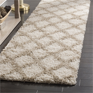 Safavieh Dallas 2'3&quot x 8' Shag Runner Rug in Ivory and Beige