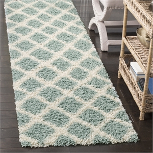Safavieh Dallas 2'3&quot x 8' Shag Runner Rug in Seafoam and Ivory
