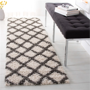 Safavieh Dallas 2'3&quot x 8' Shag Runner Rug in Ivory and Gray