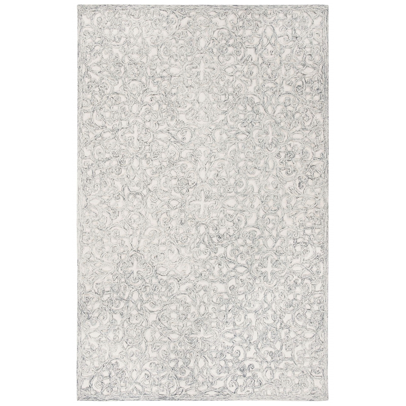 Safavieh Trace 5' x 8' Hand Tufted Wool Rug in Charcoal and Ivory