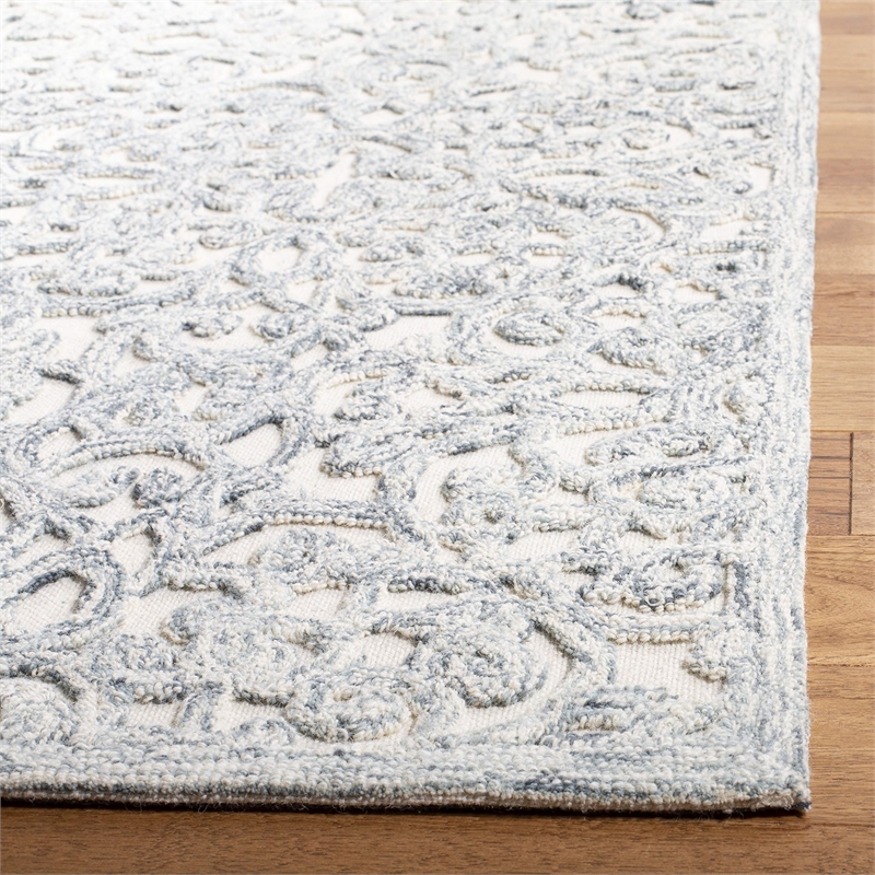 Safavieh Trace 5' x 8' Hand Tufted Wool Rug in Charcoal and Ivory