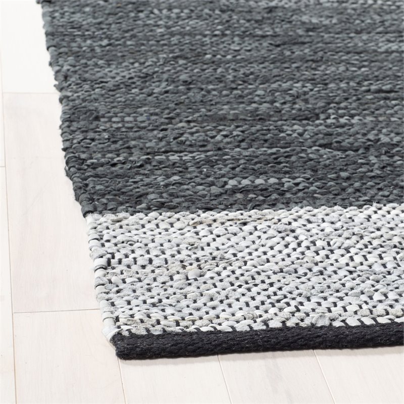 Safavieh Vintage 2' x 3' Hand Woven Leather Rug in Gray and Silver