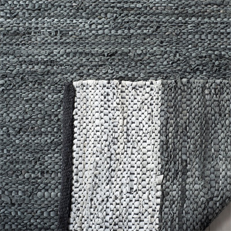Safavieh Vintage 2' x 3' Hand Woven Leather Rug in Gray and Silver