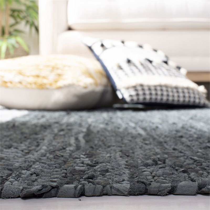 Safavieh Vintage 2' x 3' Hand Woven Leather Rug in Gray and Silver