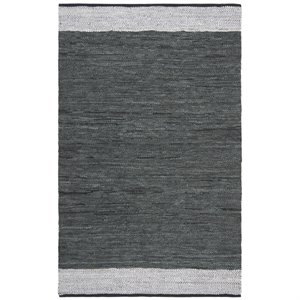 Safavieh Vintage 4' x 6' Hand Woven Leather Rug in Gray and Silver