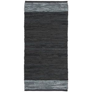 Safavieh Vintage 2'3&quot x 6' Hand Woven Leather Runner Rug in Black