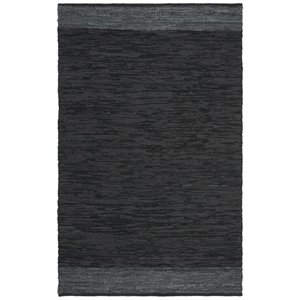 Safavieh Vintage 4' x 6' Hand Woven Leather Rug in Black and Gray