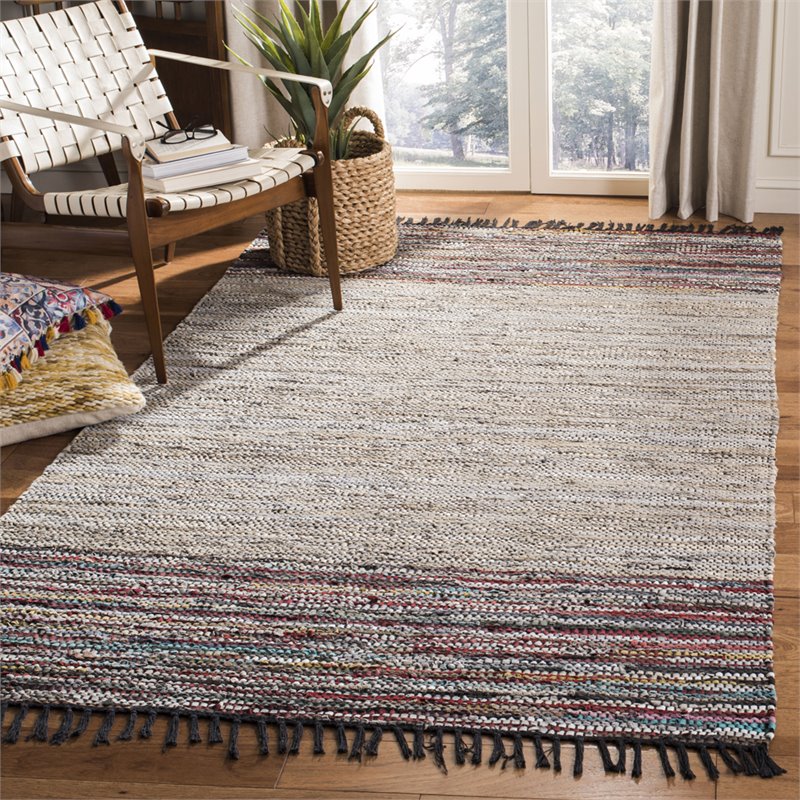 Safavieh Vintage 2' x 3' Hand Woven Leather Rug in Beige and Red