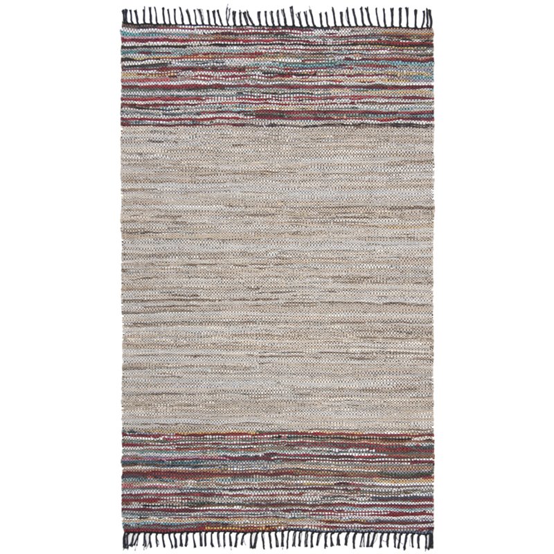 Safavieh Vintage 2' x 3' Hand Woven Leather Rug in Beige and Red