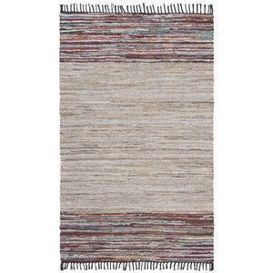 Safavieh Vintage 4' x 6' Hand Woven Leather Rug in Beige and Red