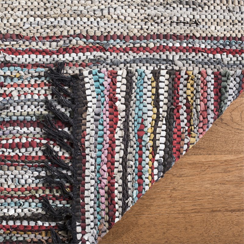 Safavieh Vintage 6' Square Hand Woven Leather Rug in Beige and Red